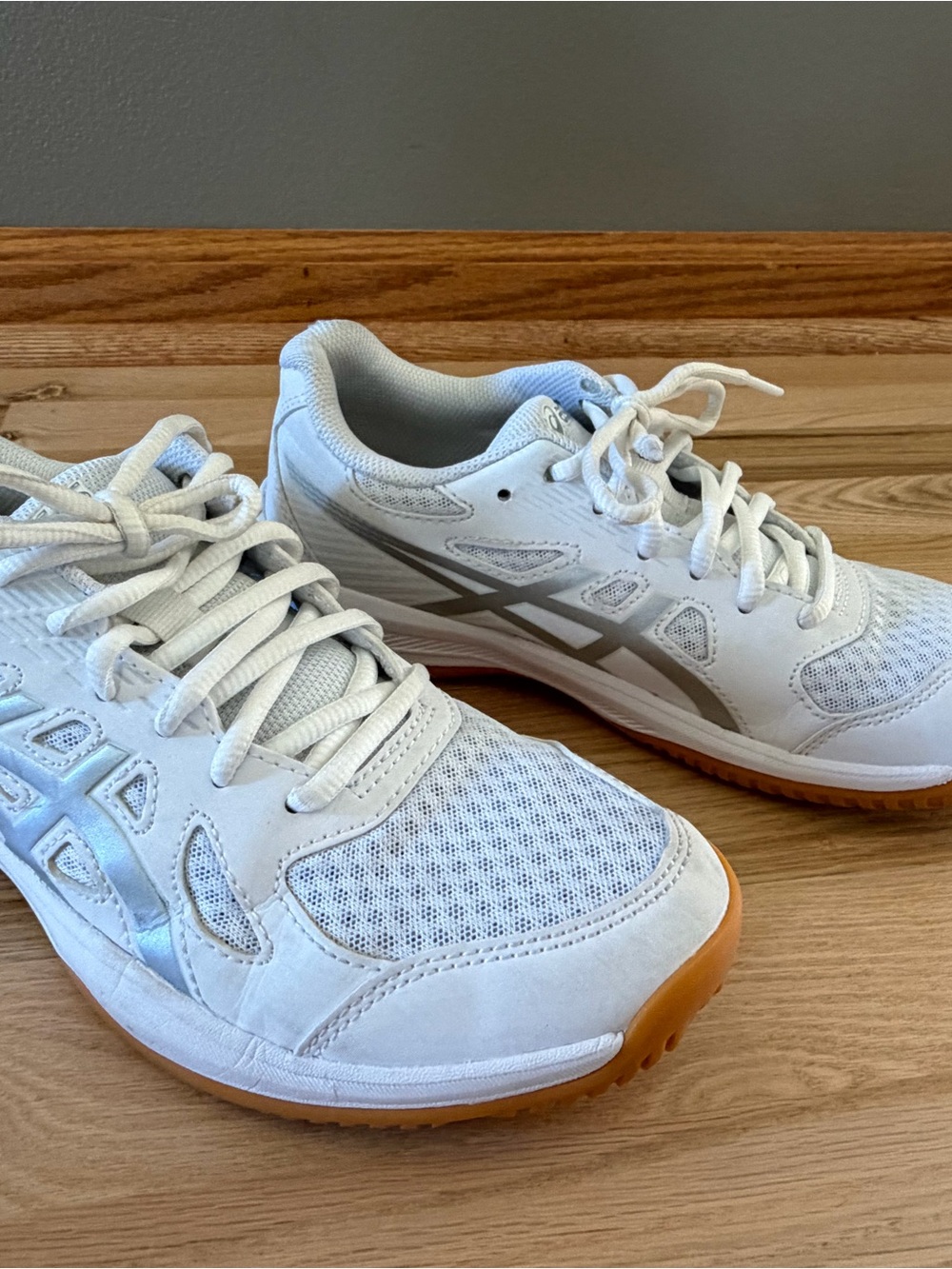 Asics White and Gum Indoor Training Sneakers